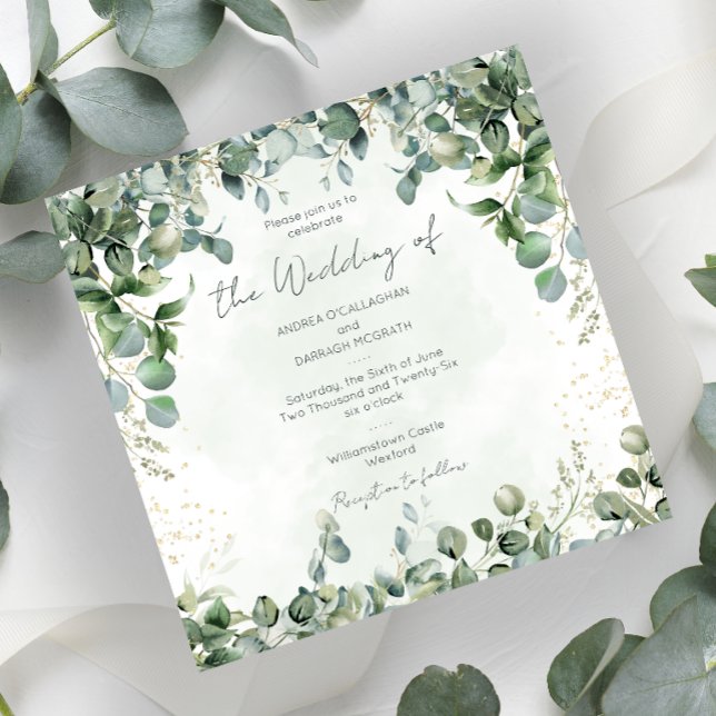Eucalyptus Wedding Invitation Square 1001  (Creator Uploaded)