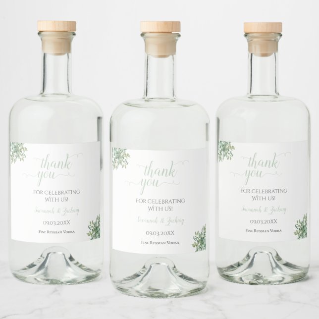Eucalyptus Wedding Liquor Bottle Label (Bottles)
