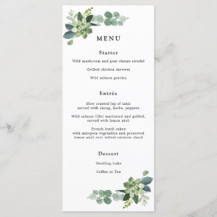 Eucalyptus Wedding Menu