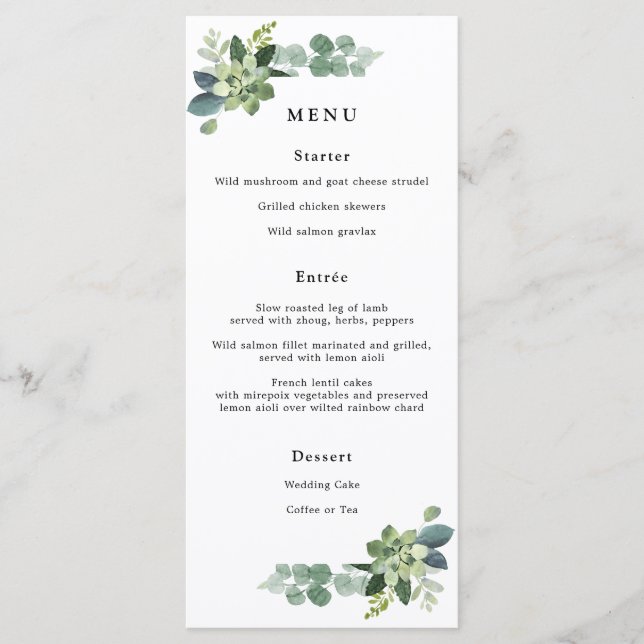 Eucalyptus Wedding Menu (Front)