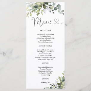 Eucalyptus Wedding Menu