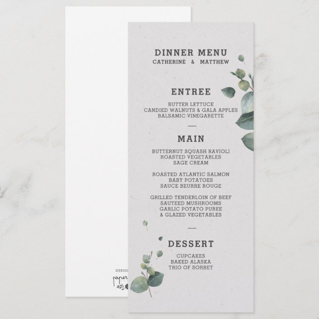 Eucalyptus Wedding Menu (Front/Back)