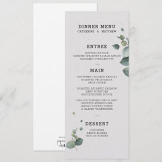 Eucalyptus Wedding Menu