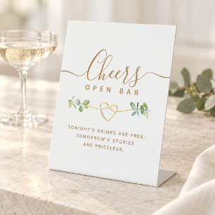 Eucalyptus Wedding Open Bar Pedestal Sign