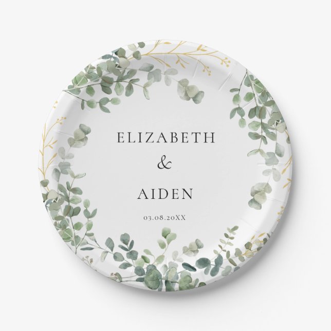 Eucalyptus Wedding  Paper Plate (Front)