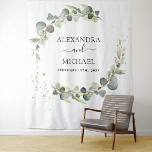 Eucalyptus Wedding Photo Booth Backdrop Tapestry