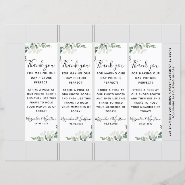 Eucalyptus Wedding Photo Booth Insert Template (Front)