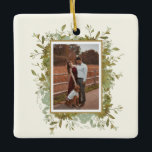 Eucalyptus Wedding Photo  Ceramic Ornament<br><div class="desc">A beautiful gift this holiday season. This pretty eucalyptus Christmas ornament can easily be customized with a special photo and monogram.</div>