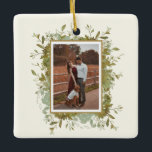 Eucalyptus Wedding Photo  Ceramic Ornament<br><div class="desc">A beautiful gift this holiday season. This pretty eucalyptus Christmas ornament can easily be customized with a special photo and monogram.</div>