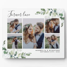 Eucalyptus Wedding Photo Collage Keepsake Plaque