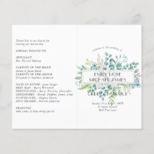 Eucalyptus Wedding Program  Greenery Leaves