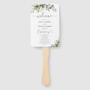 Eucalyptus Wedding Program Hand Fan