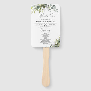 Eucalyptus Wedding Program Hand Fan