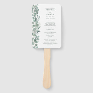 Eucalyptus Wedding Program Hand Fan