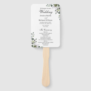 Eucalyptus Wedding Program Hand Fan