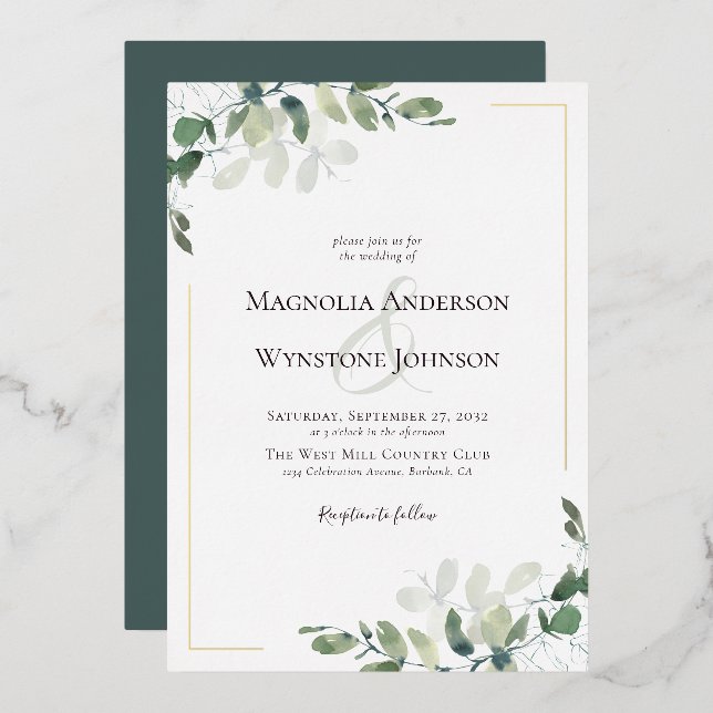 Eucalyptus Wedding Real Gold (Front/Back)