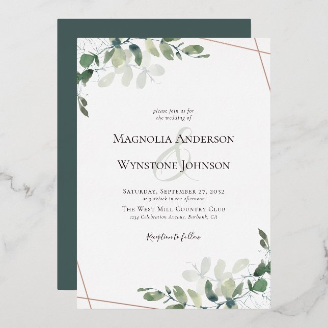 Eucalyptus Wedding Real Rose Gold (Front/Back)