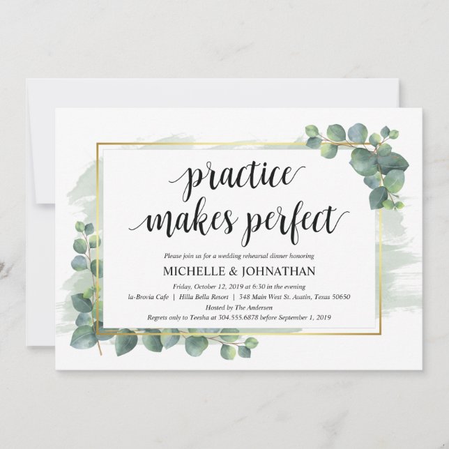 Eucalyptus Wedding Rehearsal Dinner Invitation (Front)