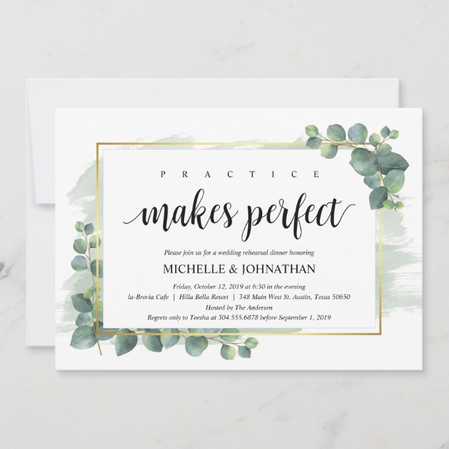 Eucalyptus Wedding Rehearsal Dinner Invitation (Front)