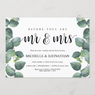Eucalyptus Wedding Rehearsal Dinner Invitation