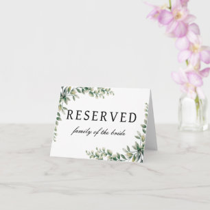 Eucalyptus wedding reserved table sign card