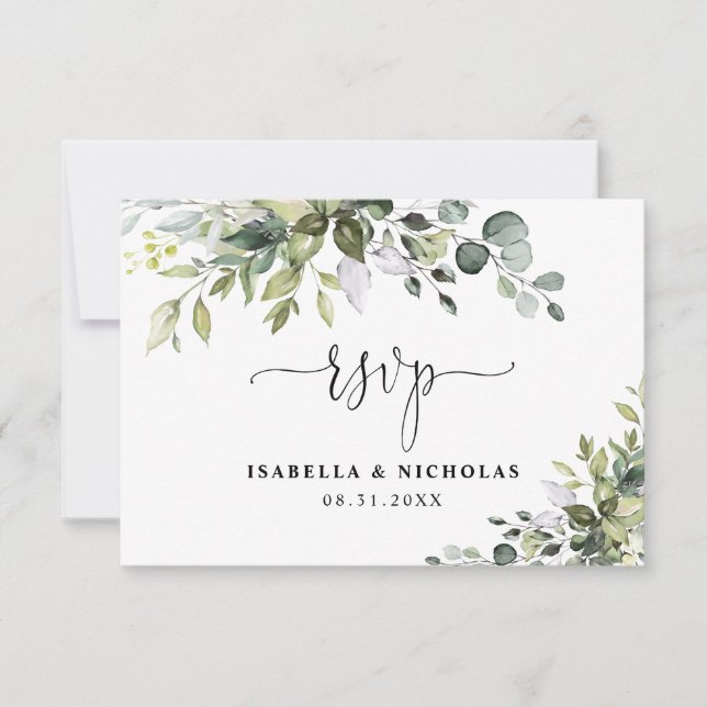 Eucalyptus Wedding RSVP Card (Front)