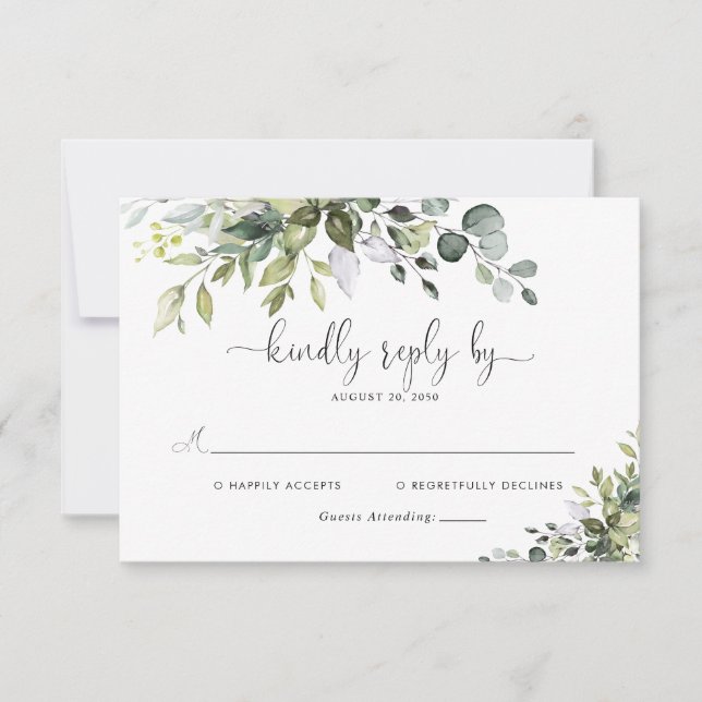 Eucalyptus Wedding RSVP Card (Front)