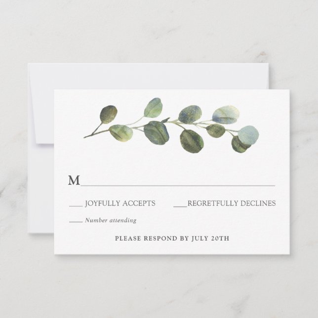 Eucalyptus Wedding RSVP enclosure card (Front)