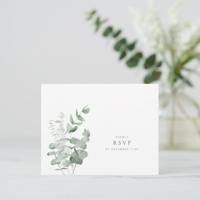 Eucalyptus Wedding RSVP Invitation (Standing Front)