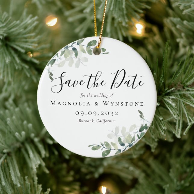 Eucalyptus Wedding Save The Date Ceramic Tree Decoration (Tree)