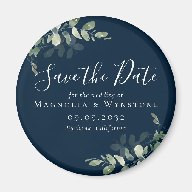 Eucalyptus Wedding Save The Date Magnet (Front)