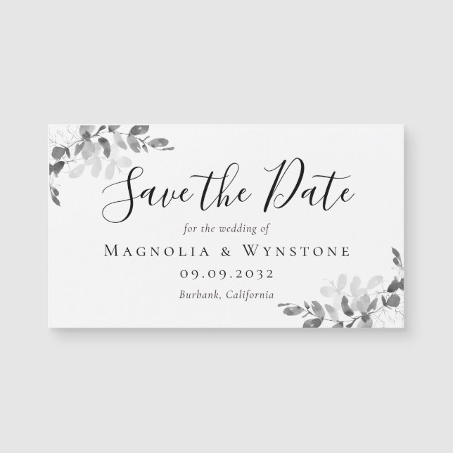 Eucalyptus Wedding Save The Date Magnetic Card (Front)