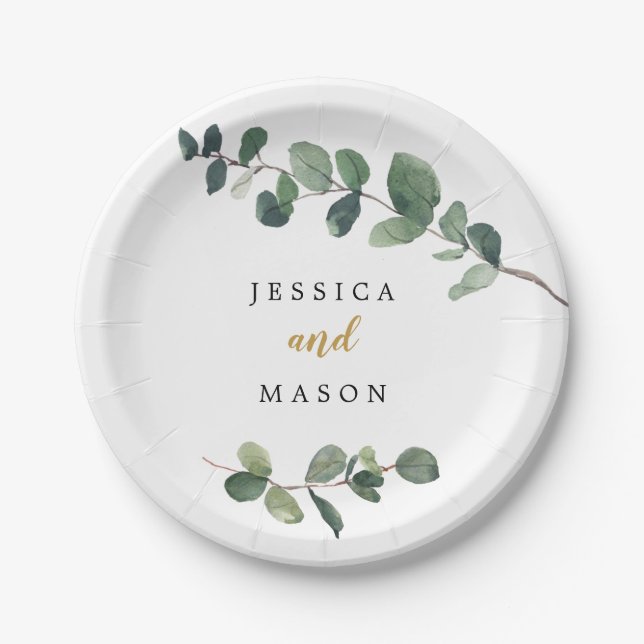 Eucalyptus Wedding Shower Paper Plate (Front)