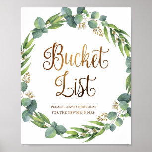 Eucalyptus wedding sign for bucket list