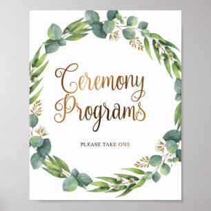 Eucalyptus wedding sign for ceremony programs