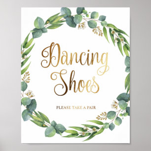 Eucalyptus wedding sign for dancing shoes