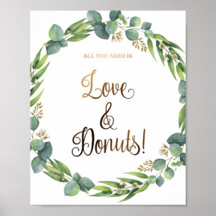 Eucalyptus wedding sign for doughnuts