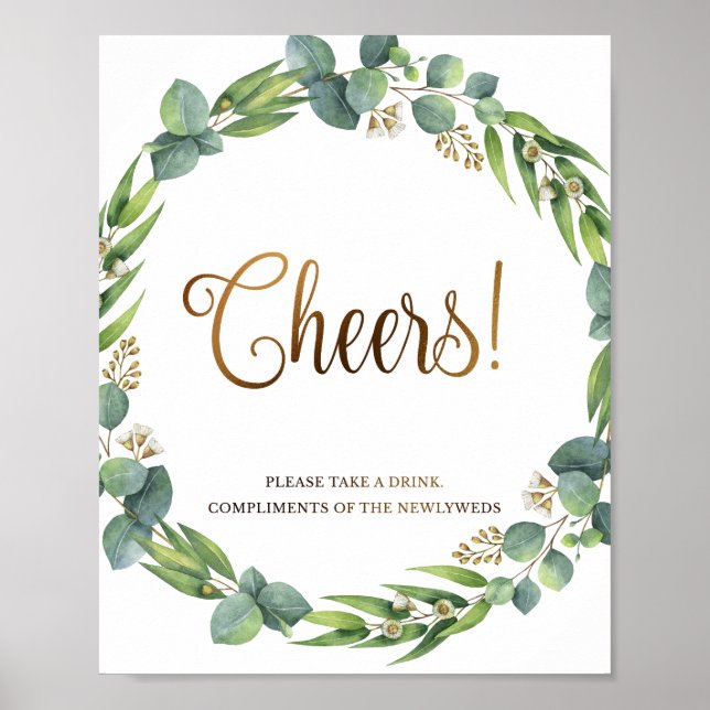 Eucalyptus wedding sign for drink bar (Front)