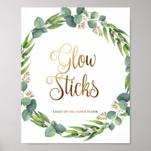 Eucalyptus wedding sign for glowing sticks