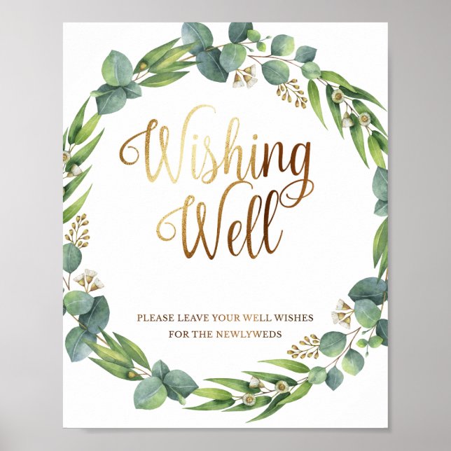 Eucalyptus wedding sign for well wishing (Front)