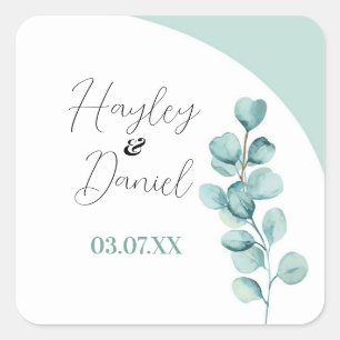 Eucalyptus Wedding Stickers Labels Leaves Mint 