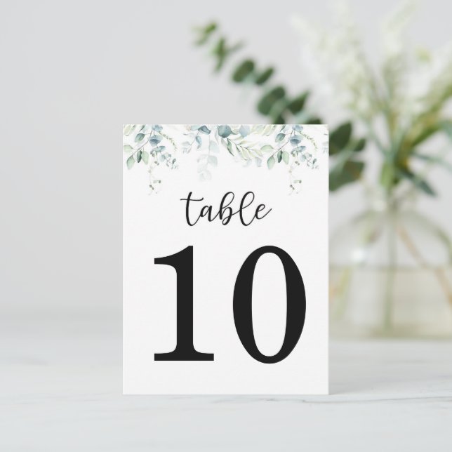 Eucalyptus Wedding Table Number (Double Sided) (Standing Front)