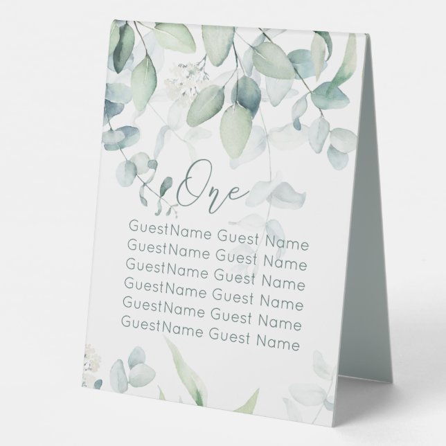 Eucalyptus Wedding Table Number Pedestal Sign (Back)