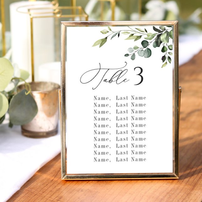 Eucalyptus Wedding Table Number Seating Chart Card (Creator Uploaded)