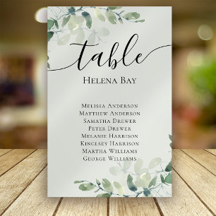 Eucalyptus Wedding Table Seating Chart Table Name Number