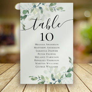 Eucalyptus Wedding Table Seating Chart Table Number