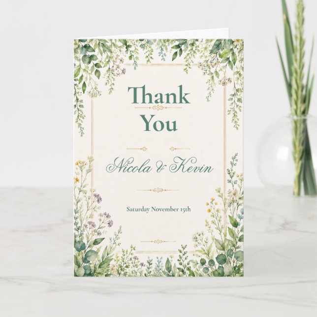 Eucalyptus Wedding Thank You Card (Front)