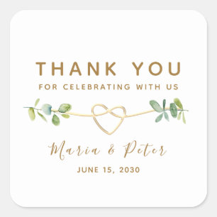 Eucalyptus Wedding Thank You Favour Square Sticker