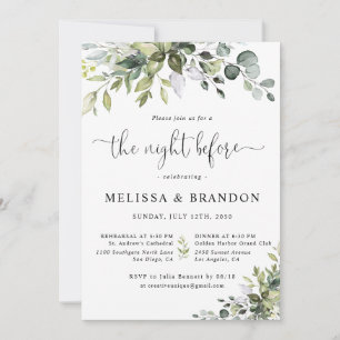 Eucalyptus Wedding The Night Before Invitation