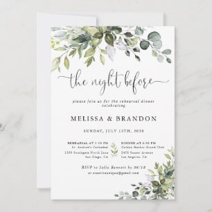 Eucalyptus Wedding The Night Before Invitation